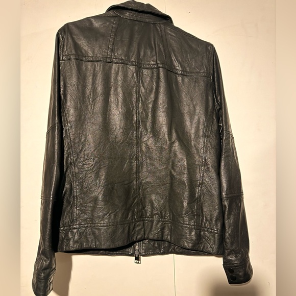 Allsaints Shift Leather Bomber Jacket Black Men - Picture 4 of 9